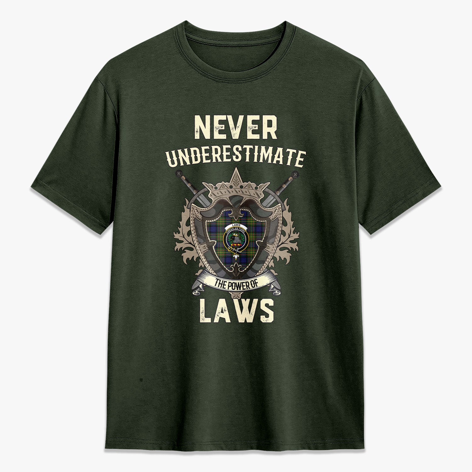 Laws Tartan Crest 2D T-shirt - Never Underestimate Style