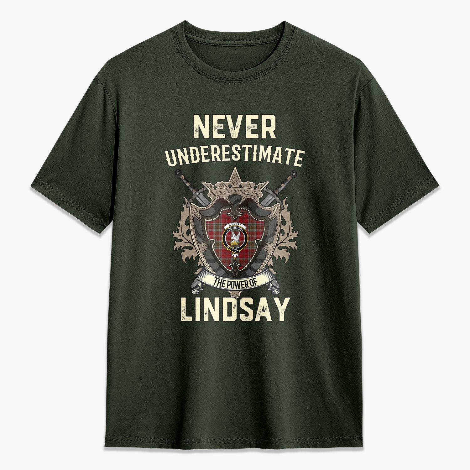 Lindsay Weathered Tartan Crest 2D T-shirt - Never Underestimate Style
