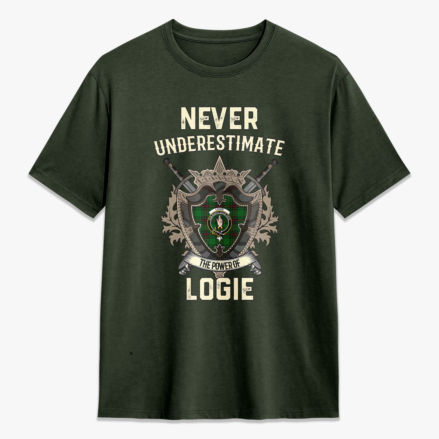Logie Tartan Crest 2D T-shirt - Never Underestimate Style