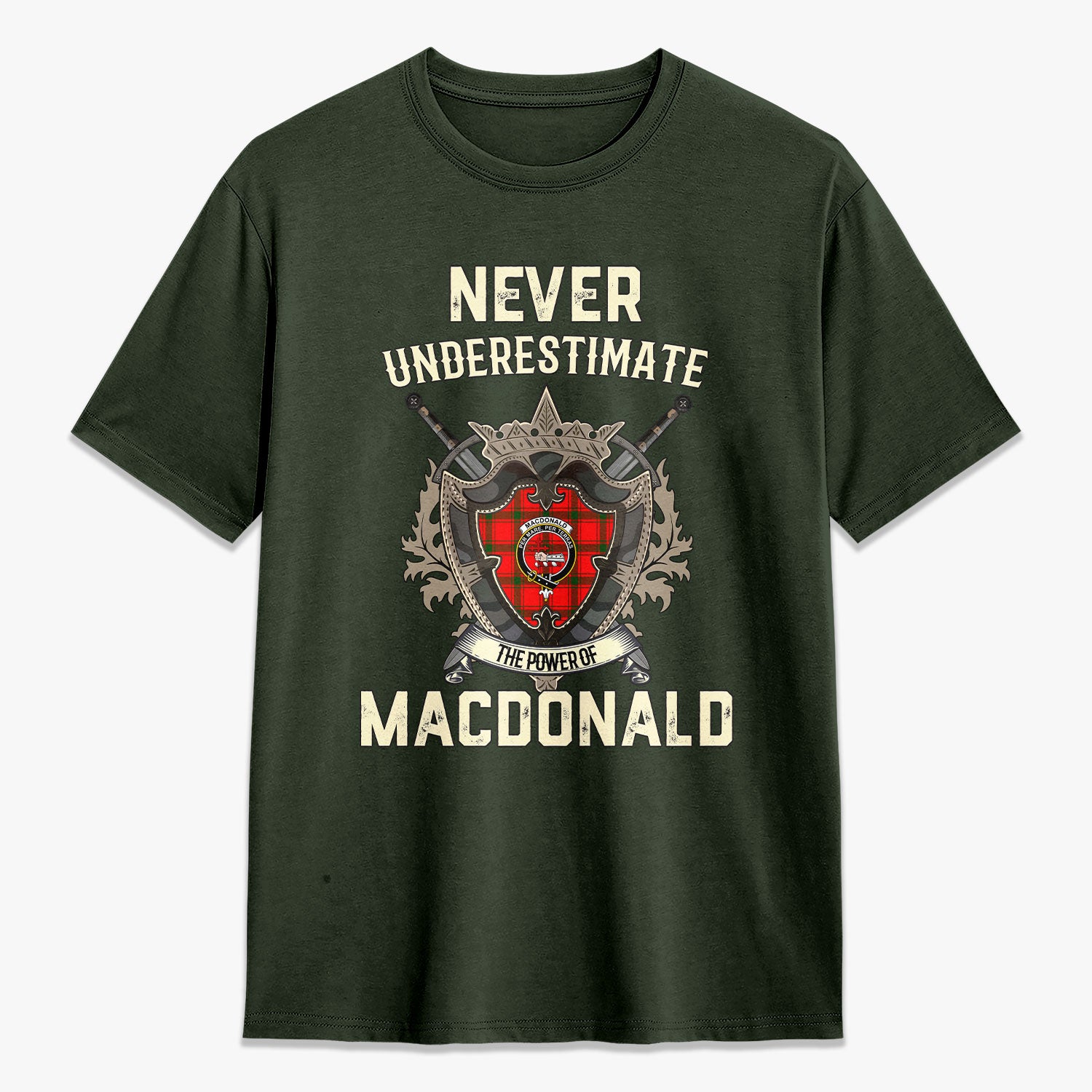 MacDonald of Sleat Tartan Crest 2D T-shirt - Never Underestimate Style