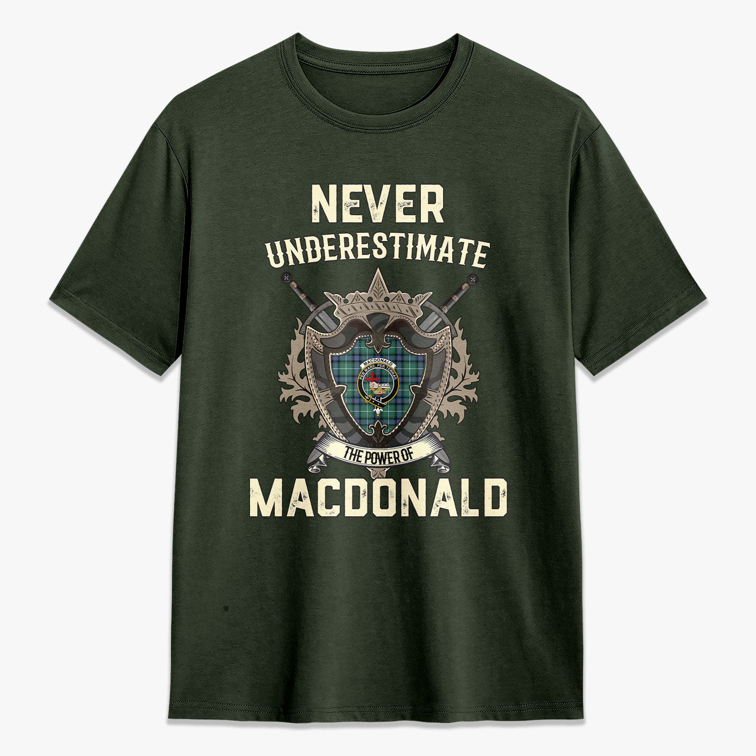 MacDonald of the Isles Hunting Ancient Tartan Crest 2D T-shirt - Never Underestimate Style