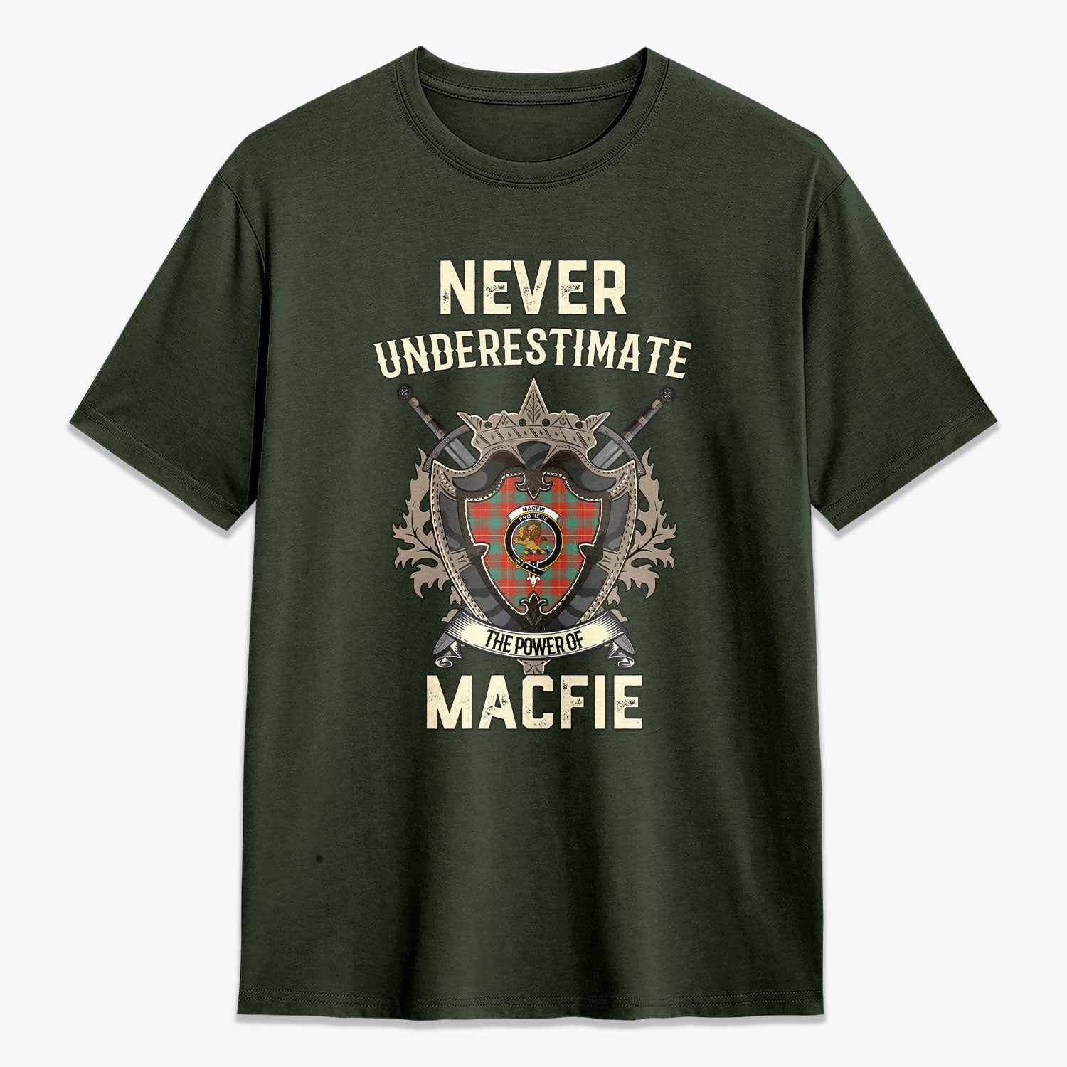 MacFie Ancient Tartan Crest 2D T-shirt - Never Underestimate Style
