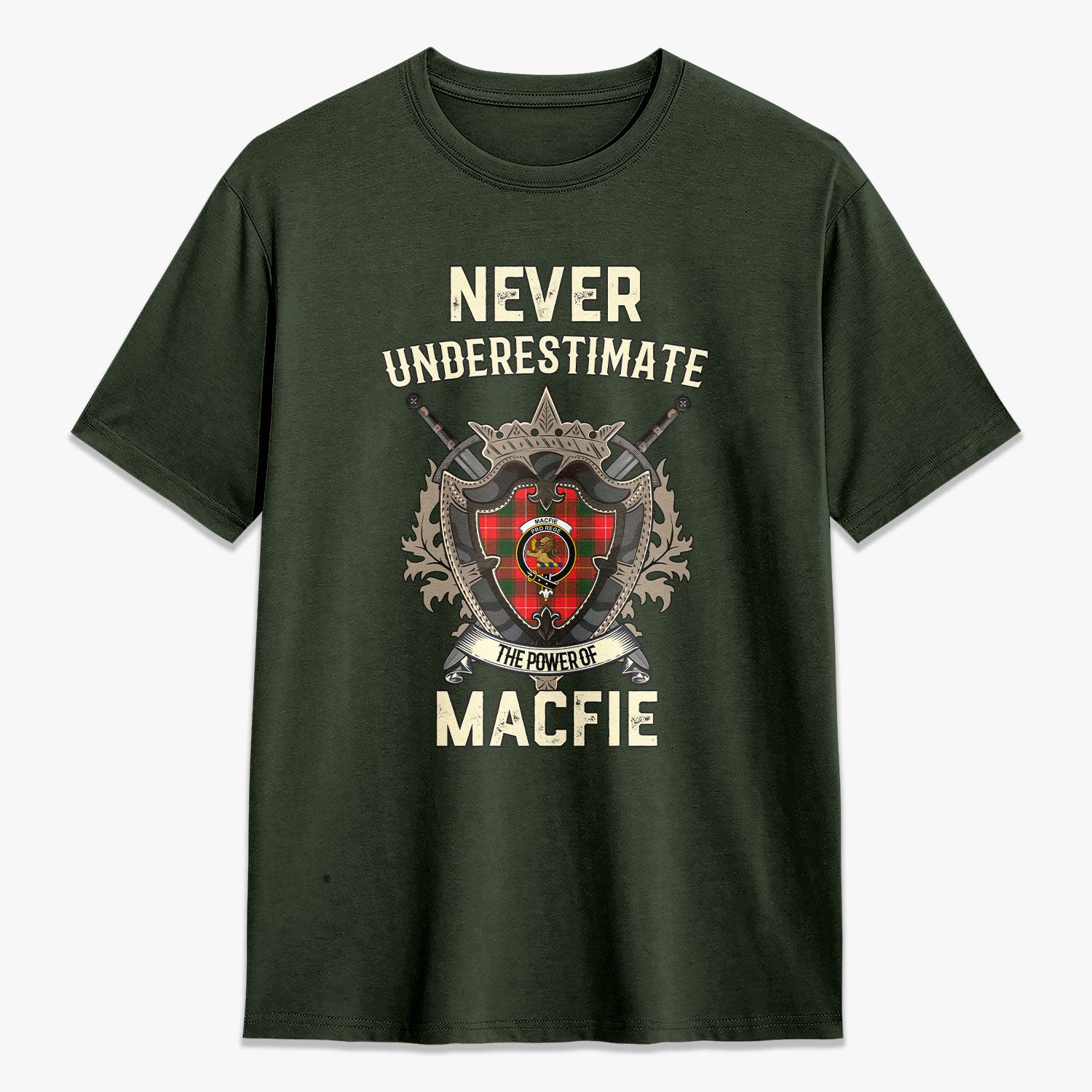 MacFie Tartan Crest 2D T-shirt - Never Underestimate Style