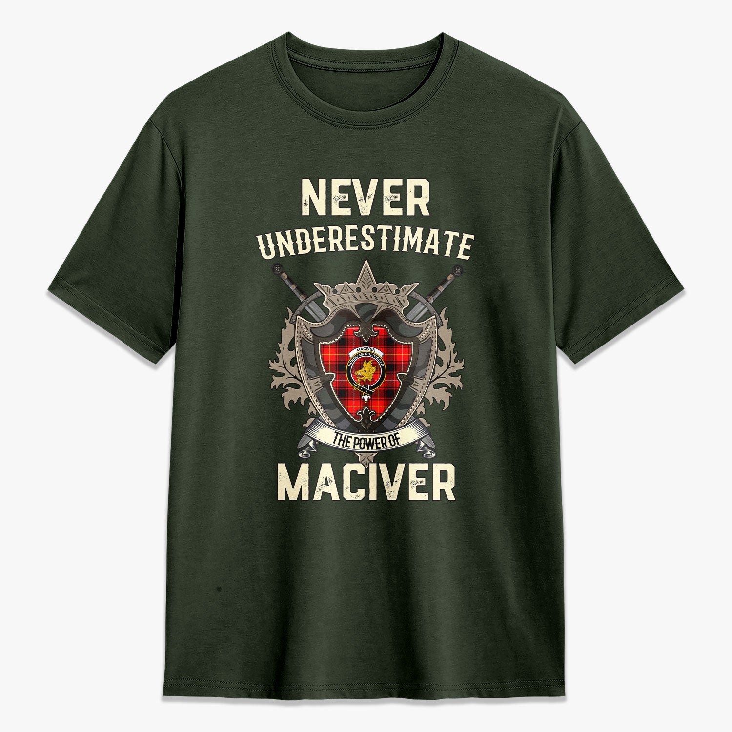 MacIver Modern Tartan Crest 2D T-shirt - Never Underestimate Style