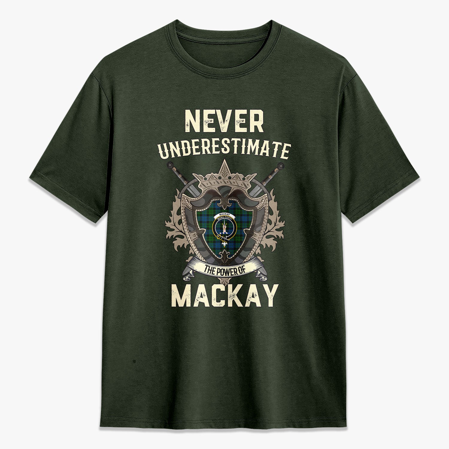 MacKay Modern Tartan Crest 2D T-shirt - Never Underestimate Style