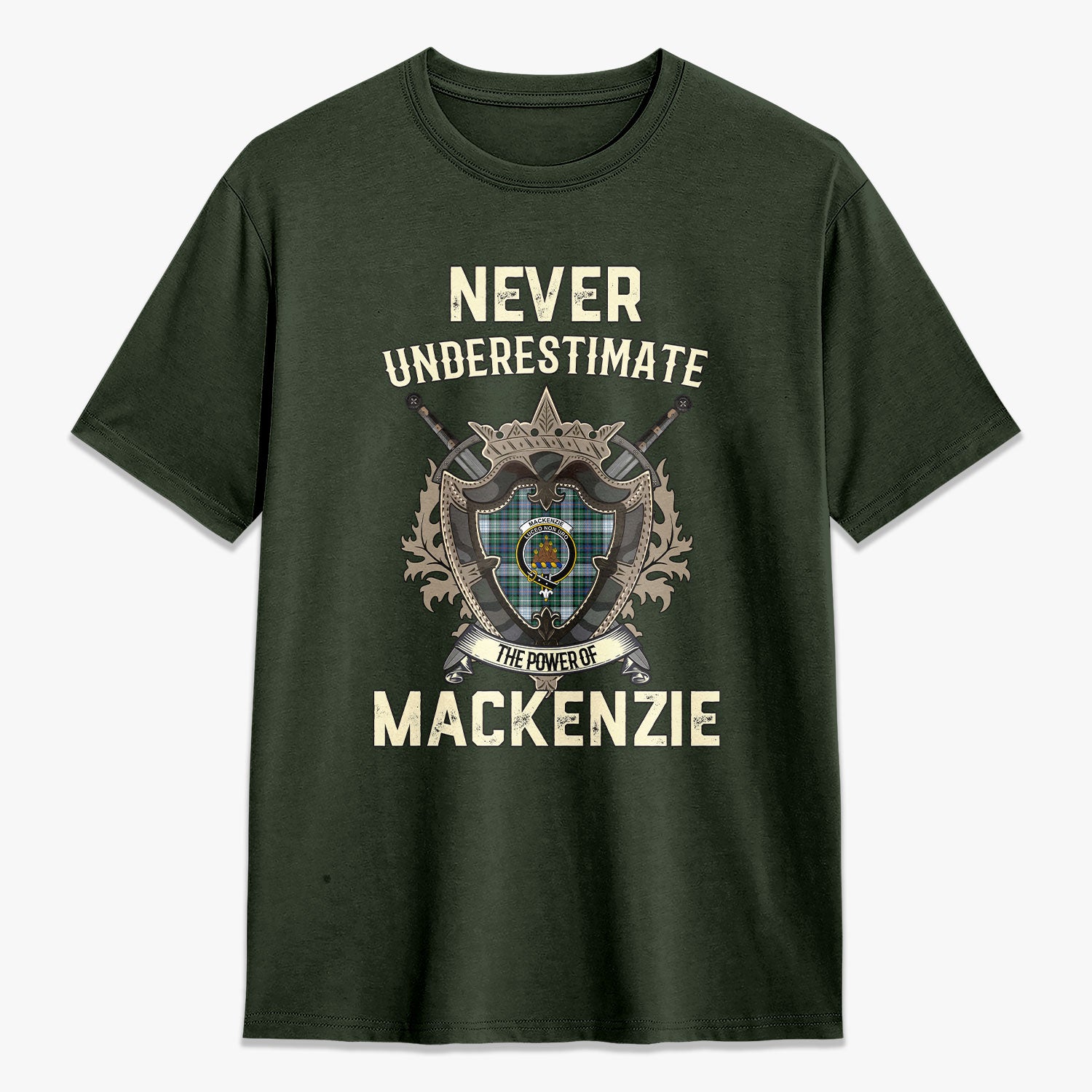 MacKenzie Dress Ancient Tartan Crest 2D T-shirt - Never Underestimate Style