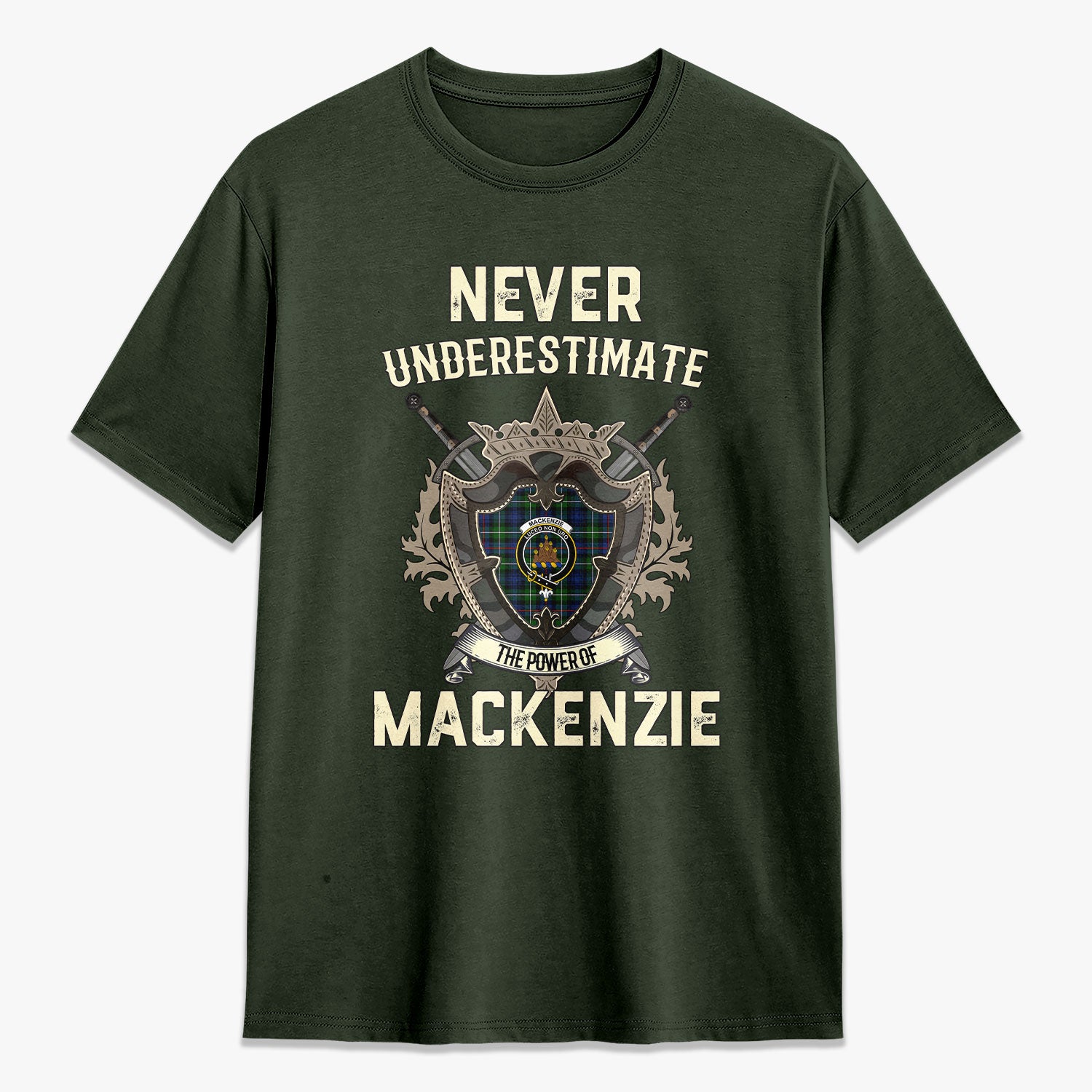 MacKenzie Modern Tartan Crest 2D T-shirt - Never Underestimate Style