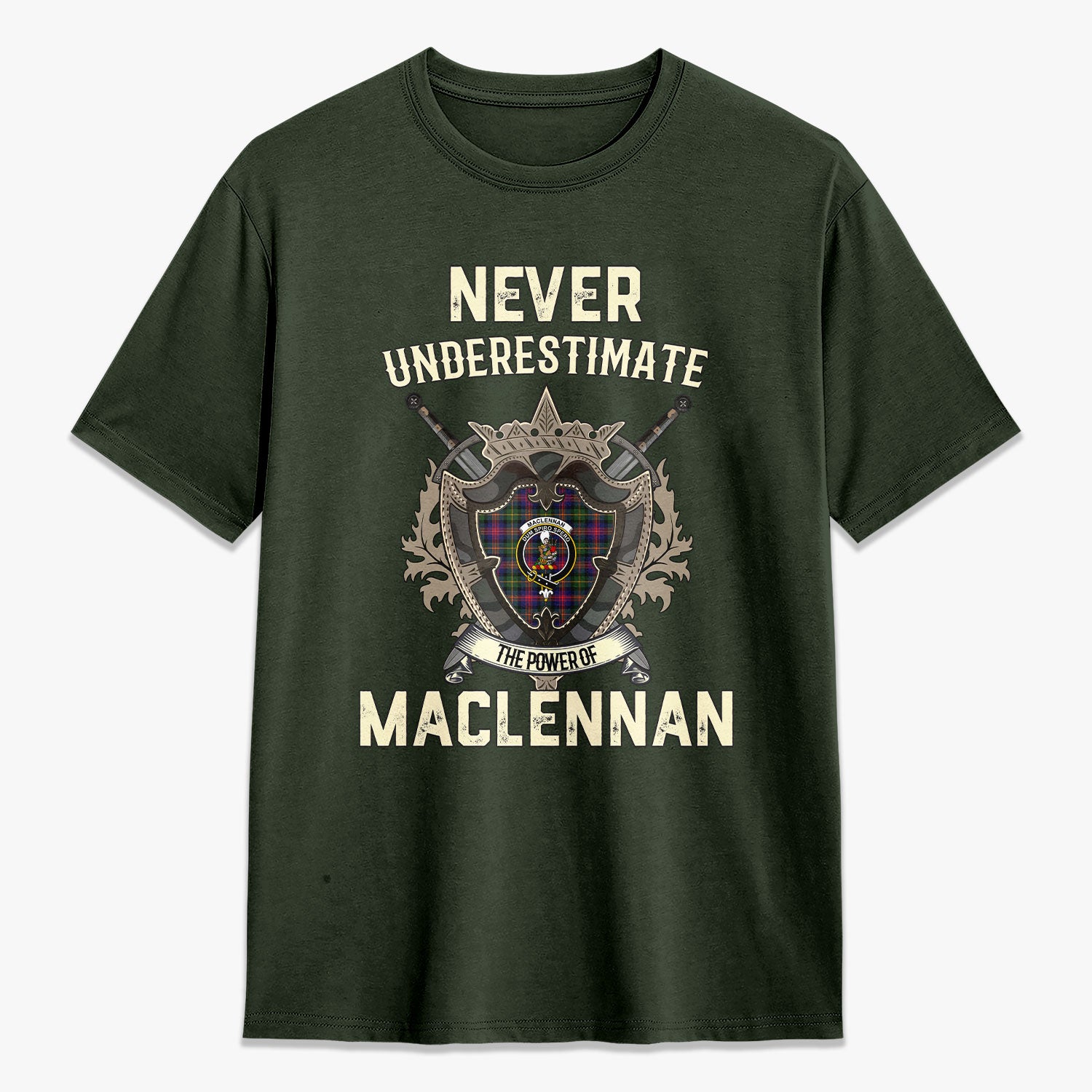 MacLennan Modern Tartan Crest 2D T-shirt - Never Underestimate Style