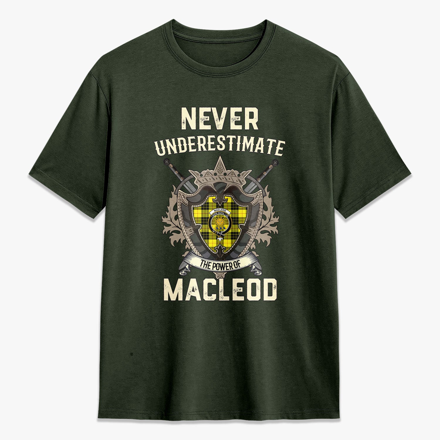 MacLeod of Lewis Modern Tartan Crest 2D T-shirt - Never Underestimate Style