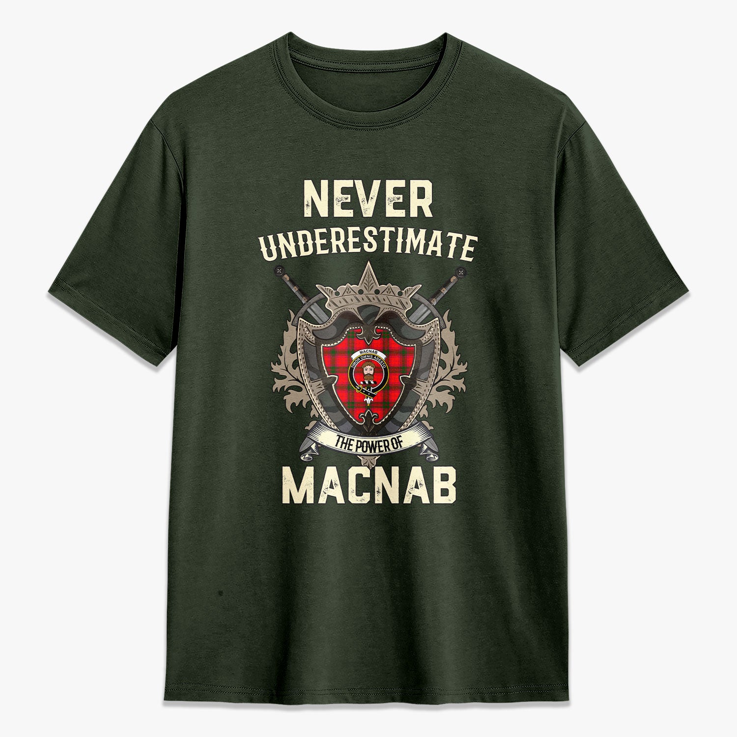 MacNab Modern Tartan Crest 2D T-shirt - Never Underestimate Style