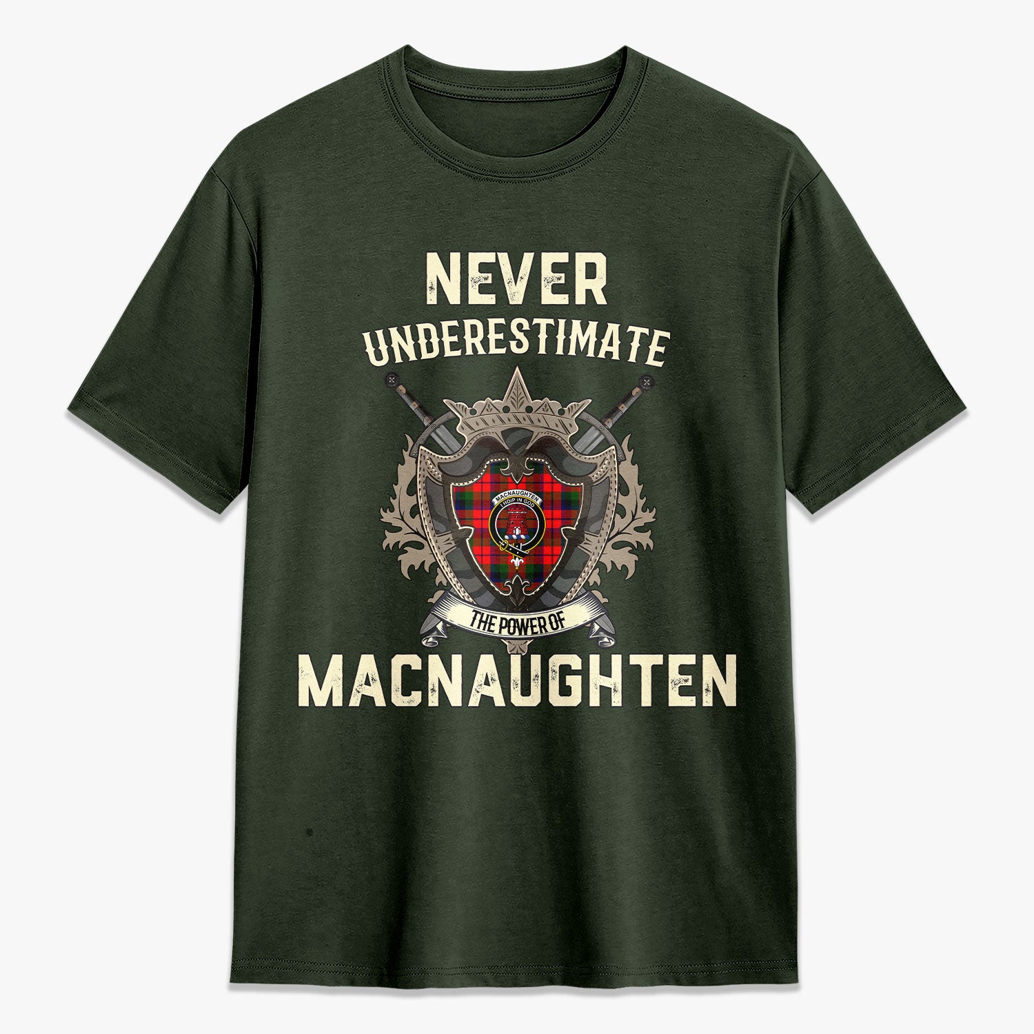 MacNaughten Tartan Crest 2D T-shirt - Never Underestimate Style
