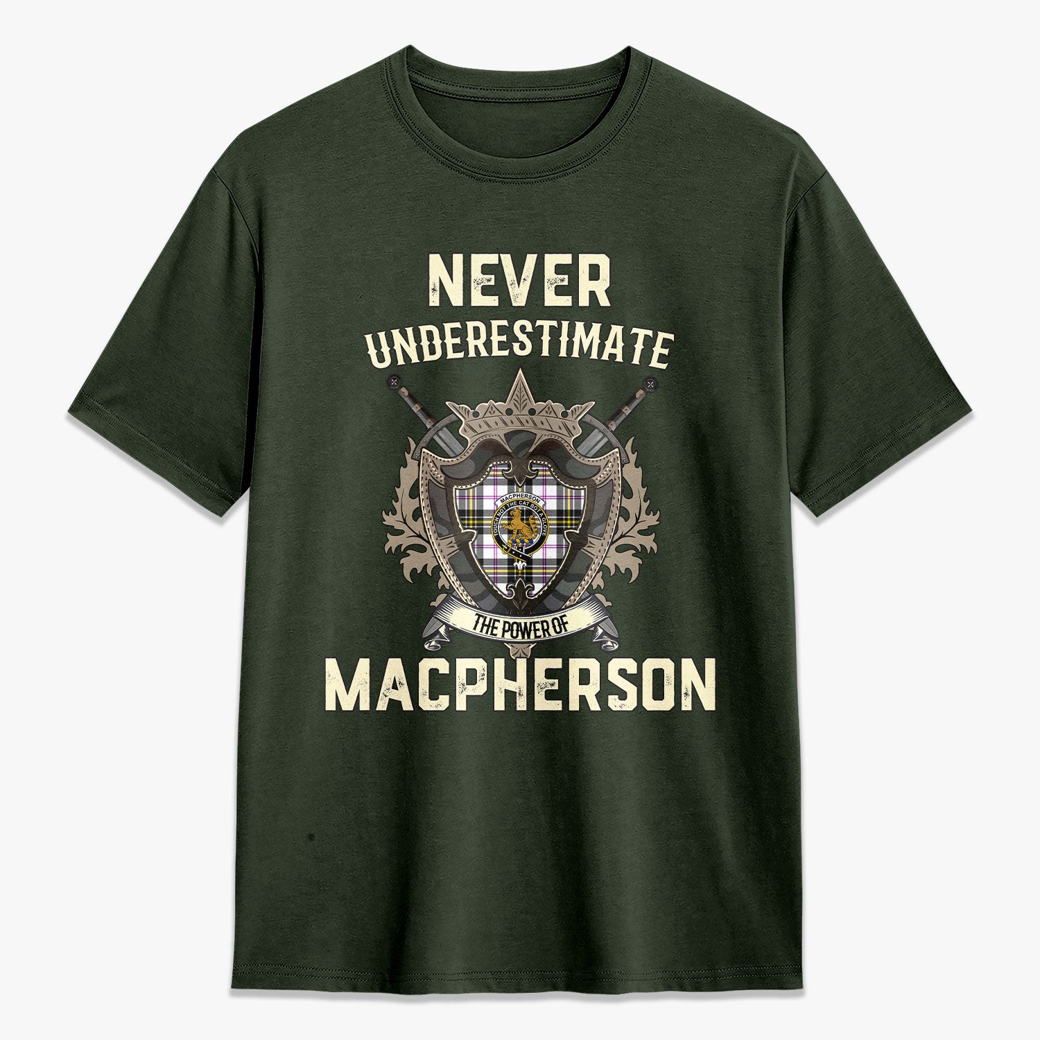 MacPherson Dress Modern Tartan Crest 2D T-shirt - Never Underestimate Style