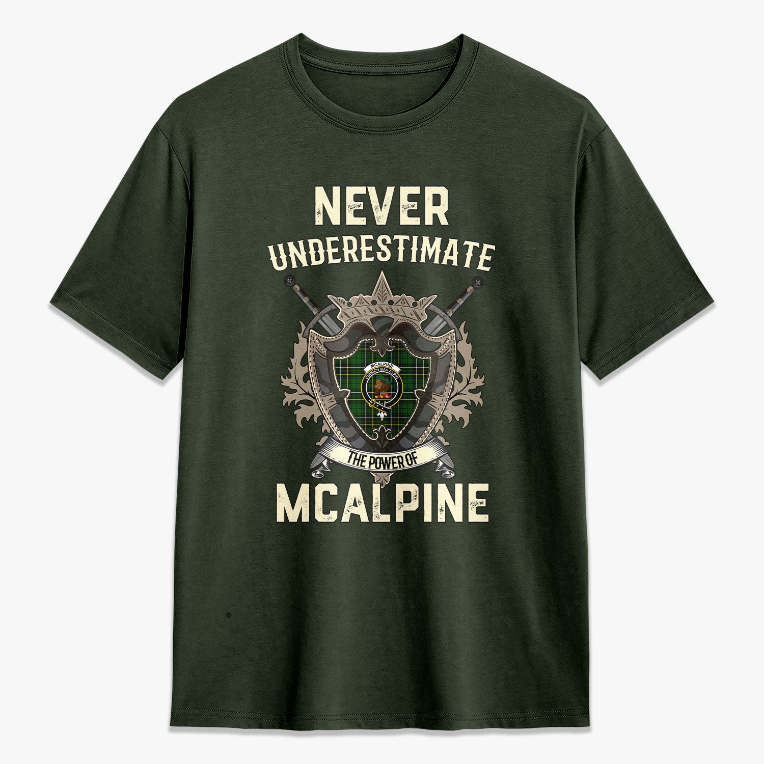 McAlpine Modern Tartan Crest 2D T-shirt - Never Underestimate Style