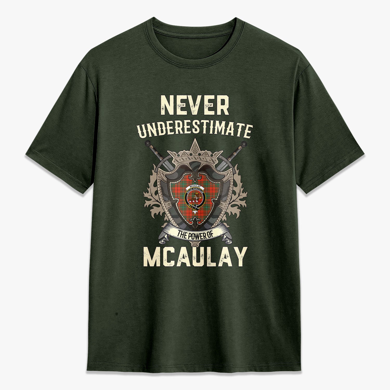 McAulay Ancient Tartan Crest 2D T-shirt - Never Underestimate Style