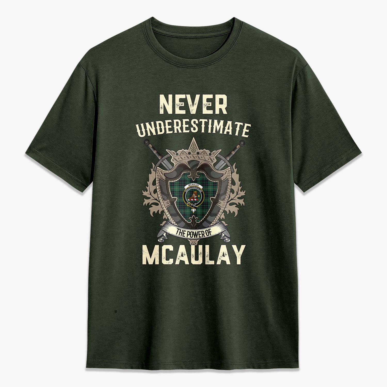 McAulay Hunting Ancient Tartan Crest 2D T-shirt - Never Underestimate Style