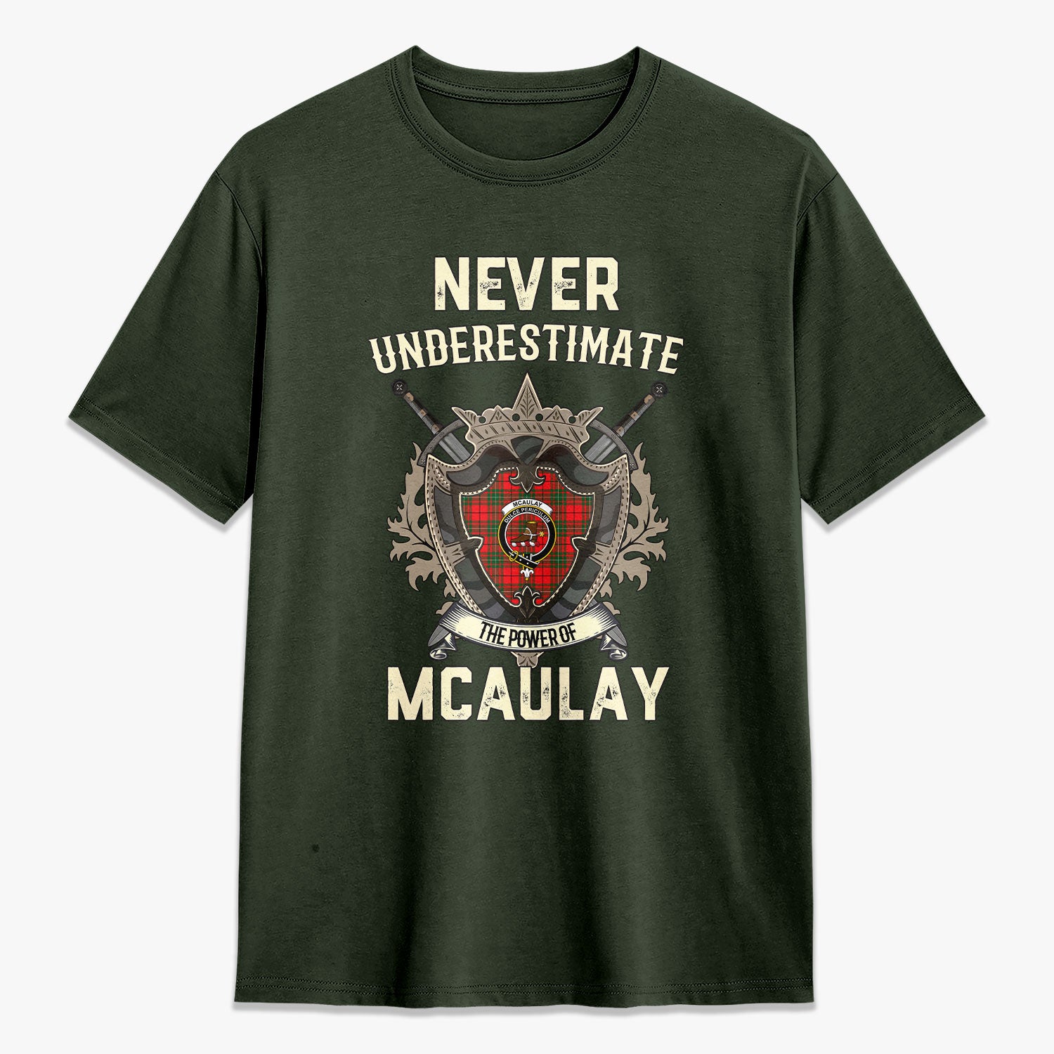 McAulay Modern Tartan Crest 2D T-shirt - Never Underestimate Style
