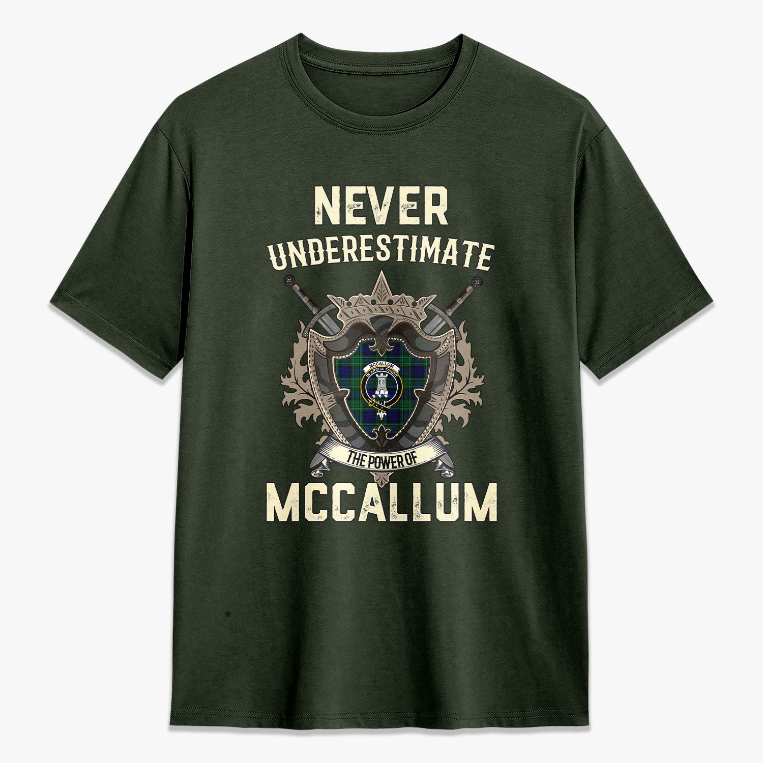 McCallum Modern Tartan Crest 2D T-shirt - Never Underestimate Style