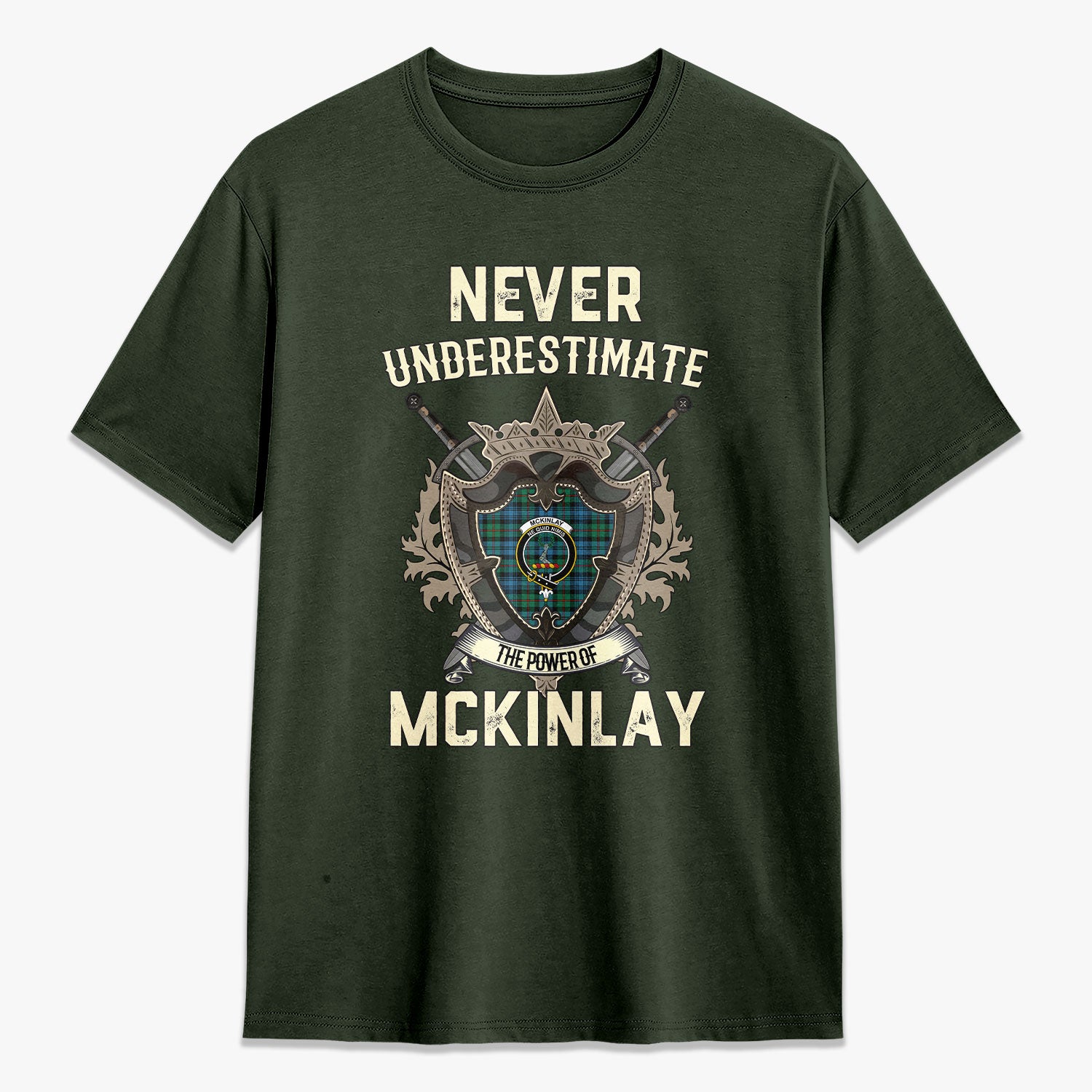 McKinlay Ancient Tartan Crest 2D T-shirt - Never Underestimate Style