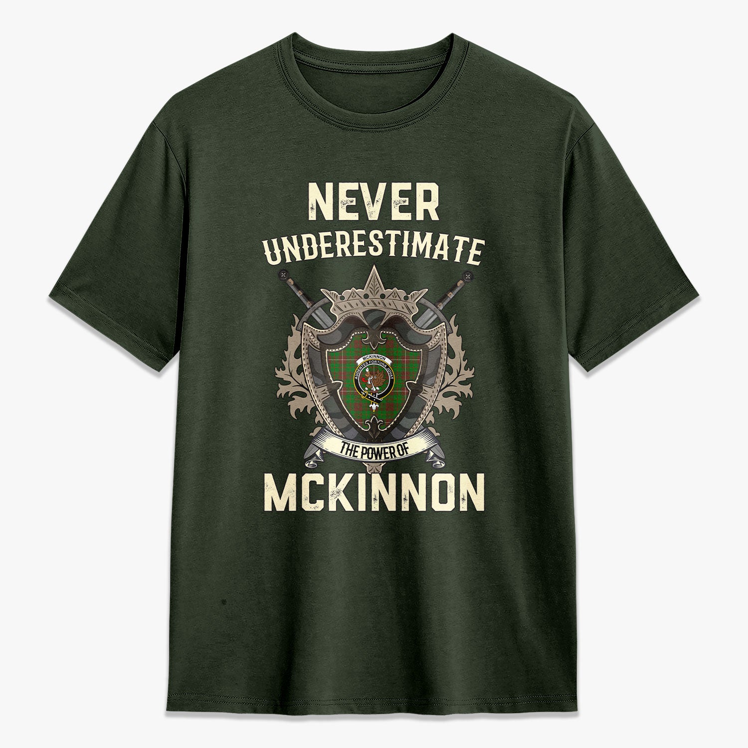 McKinnon Hunting Modern Tartan Crest 2D T-shirt - Never Underestimate Style