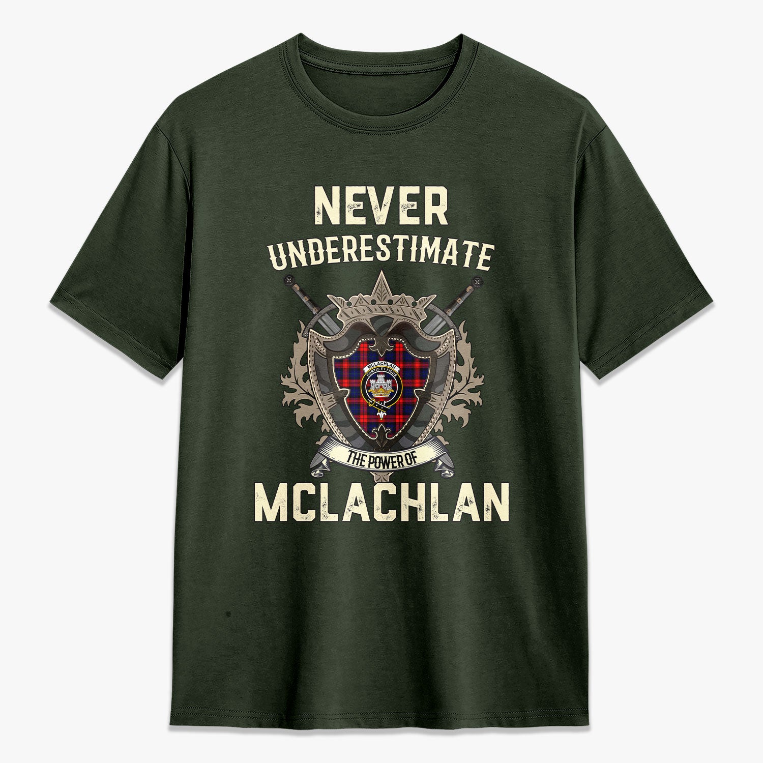 McLachlan Modern Tartan Crest 2D T-shirt - Never Underestimate Style