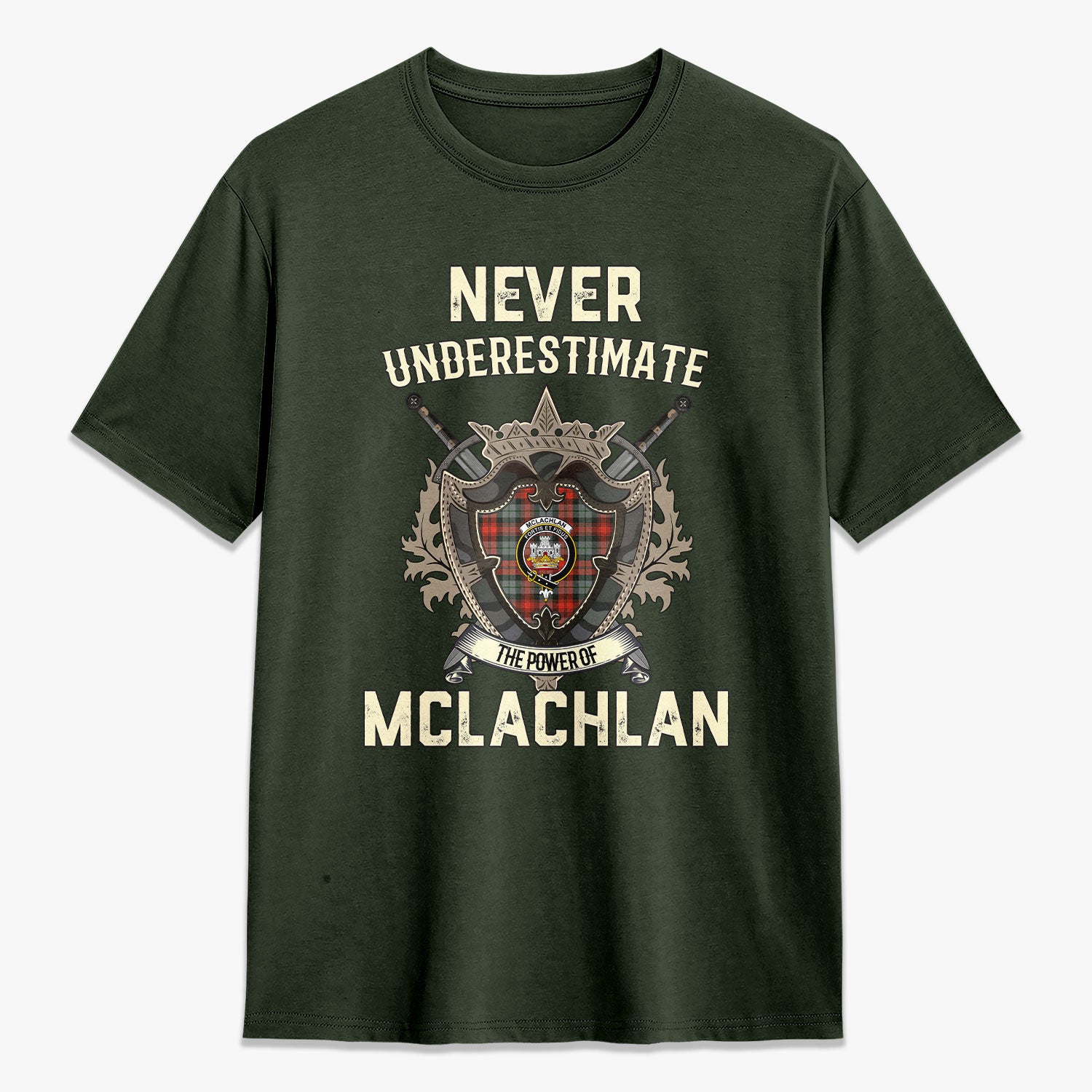 McLachlan Weathered Tartan Crest 2D T-shirt - Never Underestimate Style