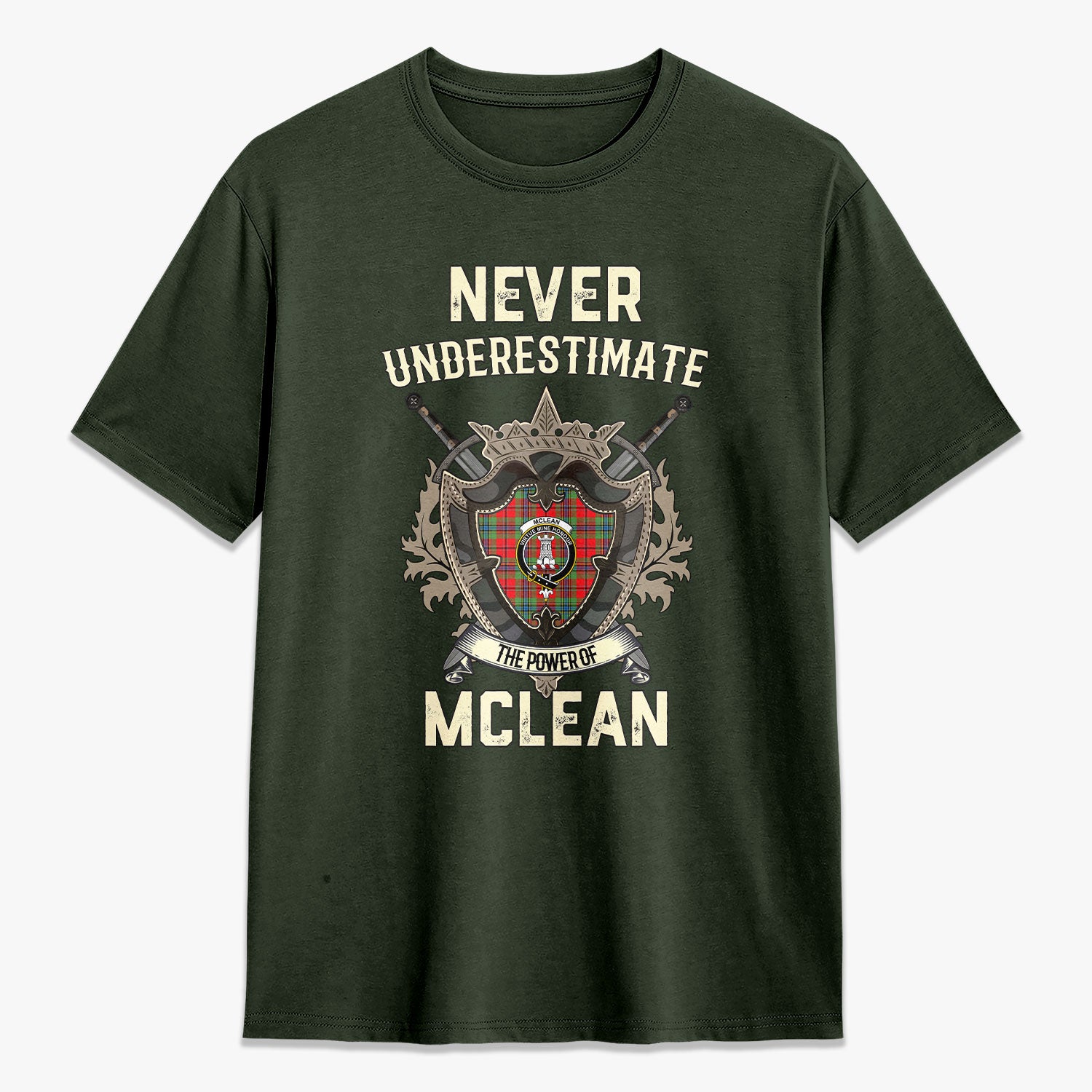 McLean of Duart Modern Tartan Crest 2D T-shirt - Never Underestimate Style