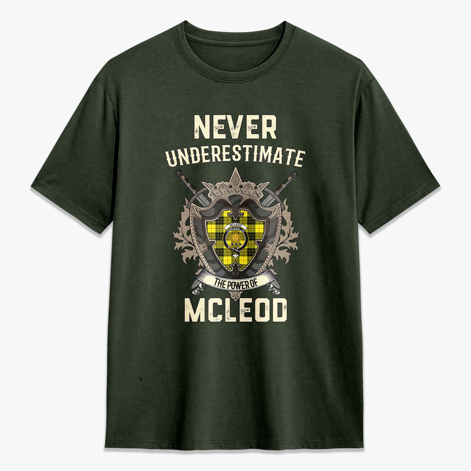 McLeod of Lewis Modern Tartan Crest 2D T-shirt - Never Underestimate Style