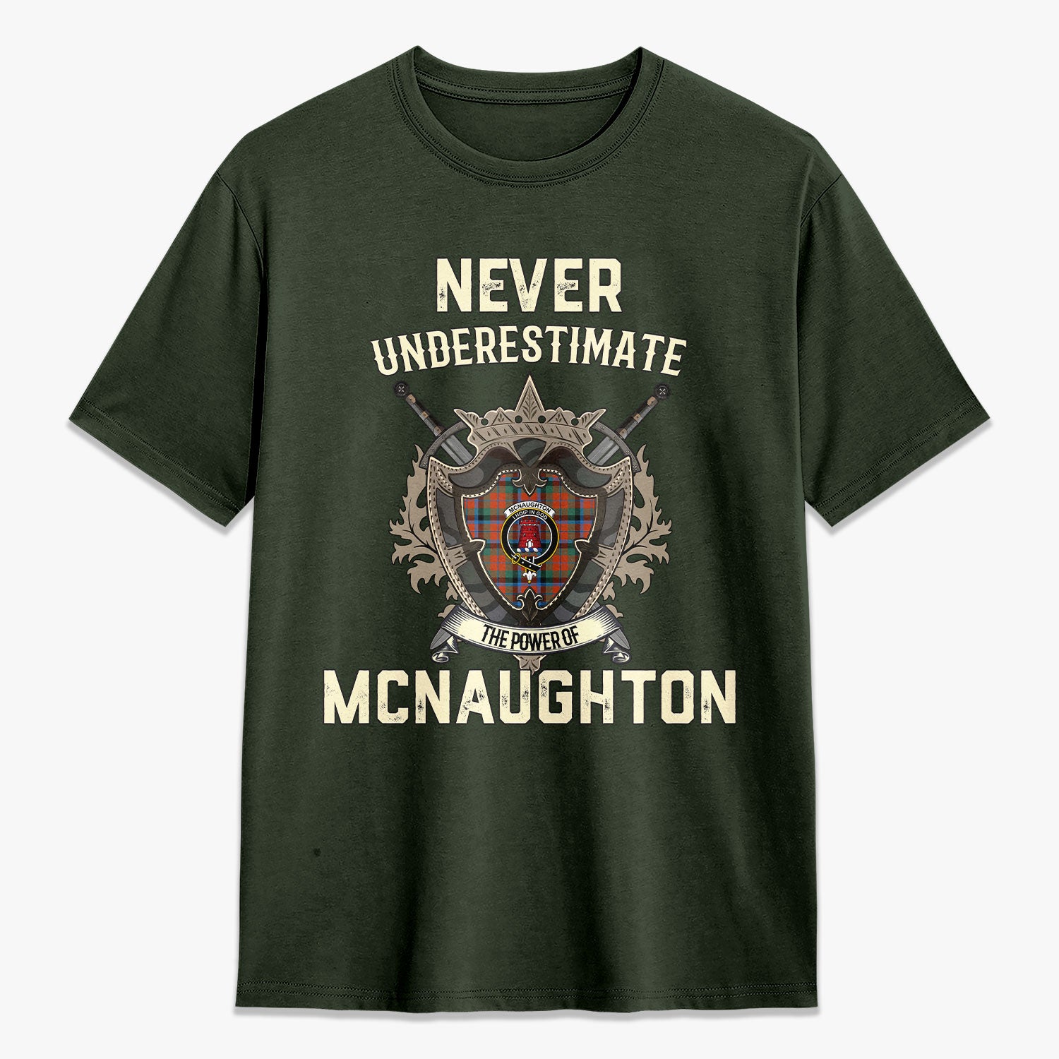 McNaughton Ancient Tartan Crest 2D T-shirt - Never Underestimate Style