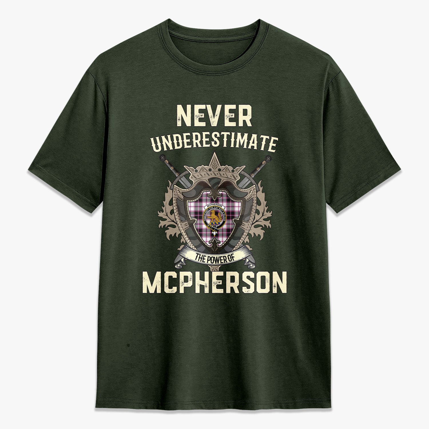McPherson Hunting Modern Tartan Crest 2D T-shirt - Never Underestimate Style
