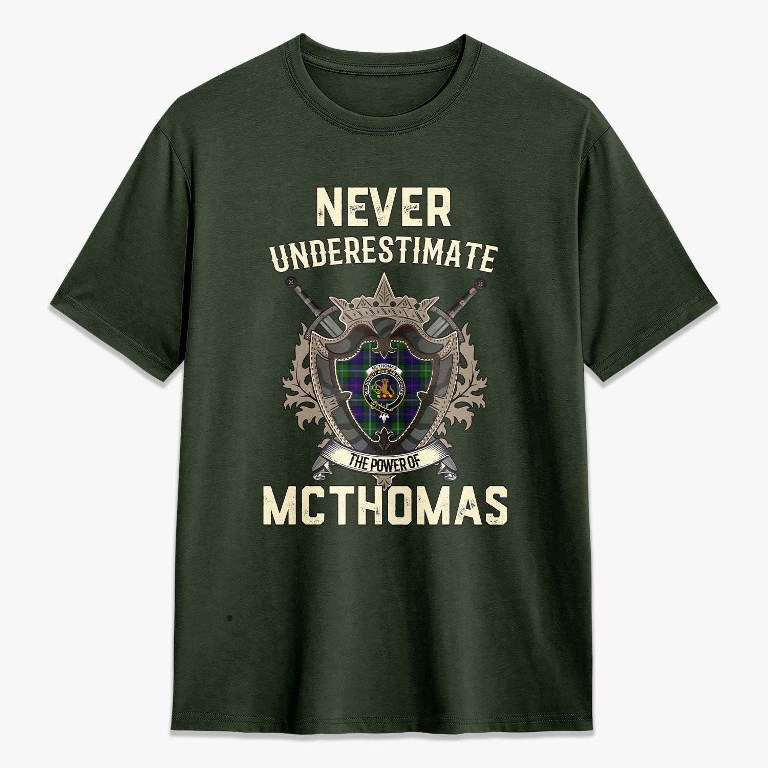 McThomas Modern Tartan Crest 2D T-shirt - Never Underestimate Style