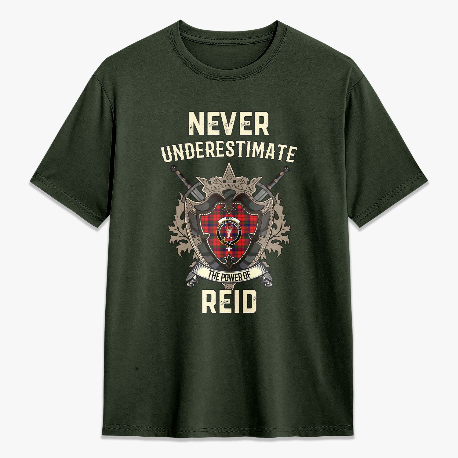 Reid Modern Tartan Crest 2D T-shirt - Never Underestimate Style