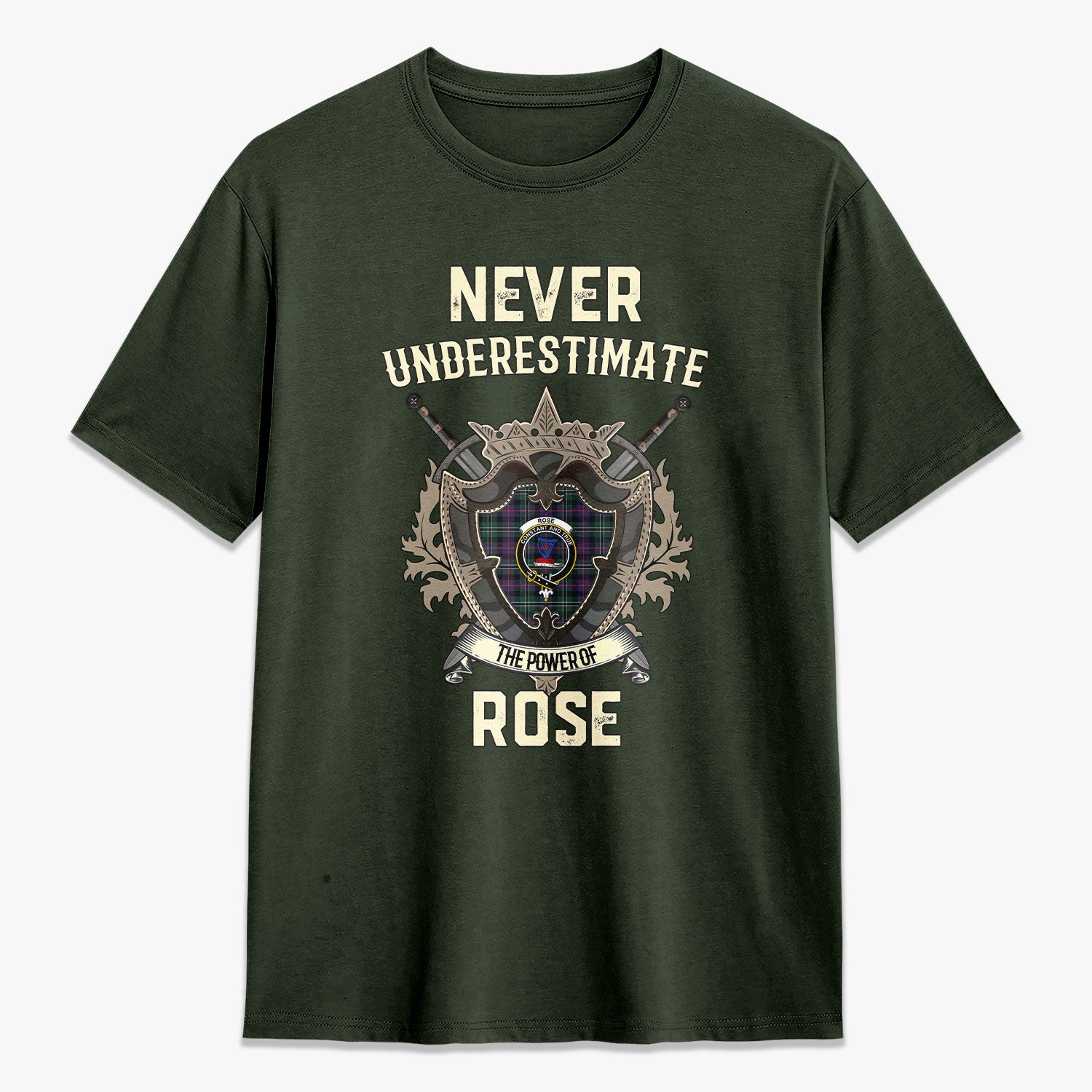 Rose Hunting Modern Tartan Crest 2D T-shirt - Never Underestimate Style