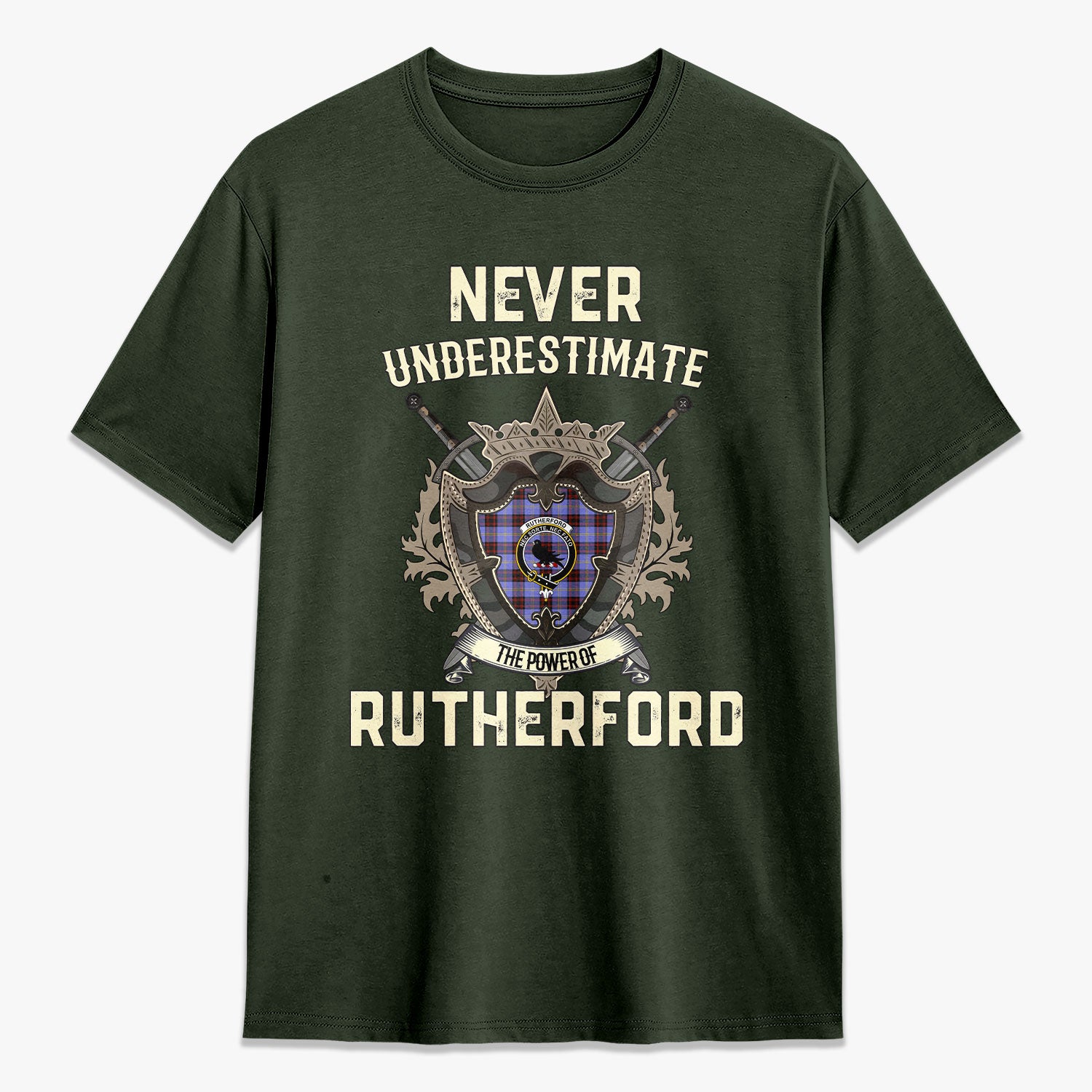 Rutherford Tartan Crest 2D T-shirt - Never Underestimate Style