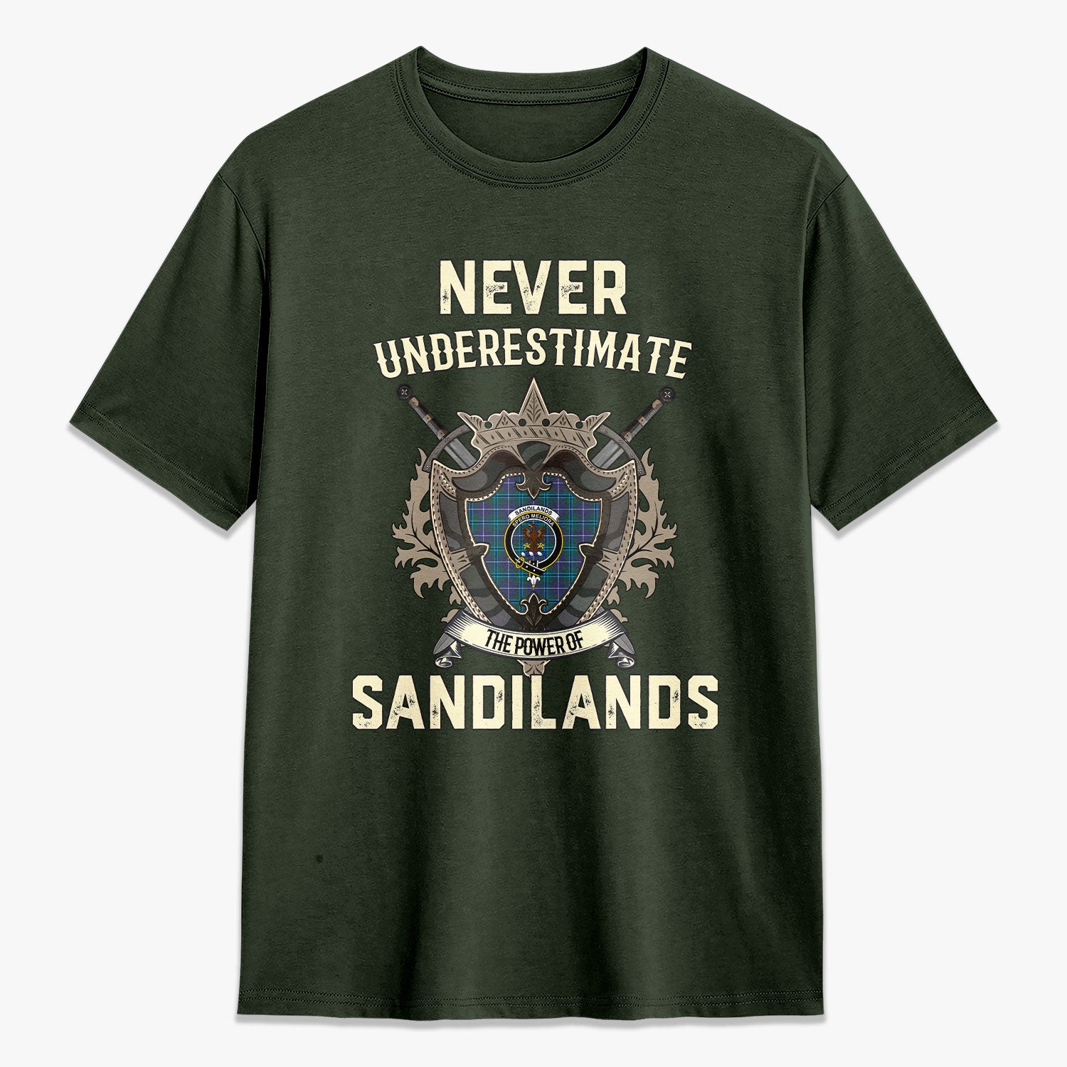 Sandilands Tartan Crest 2D T-shirt - Never Underestimate Style