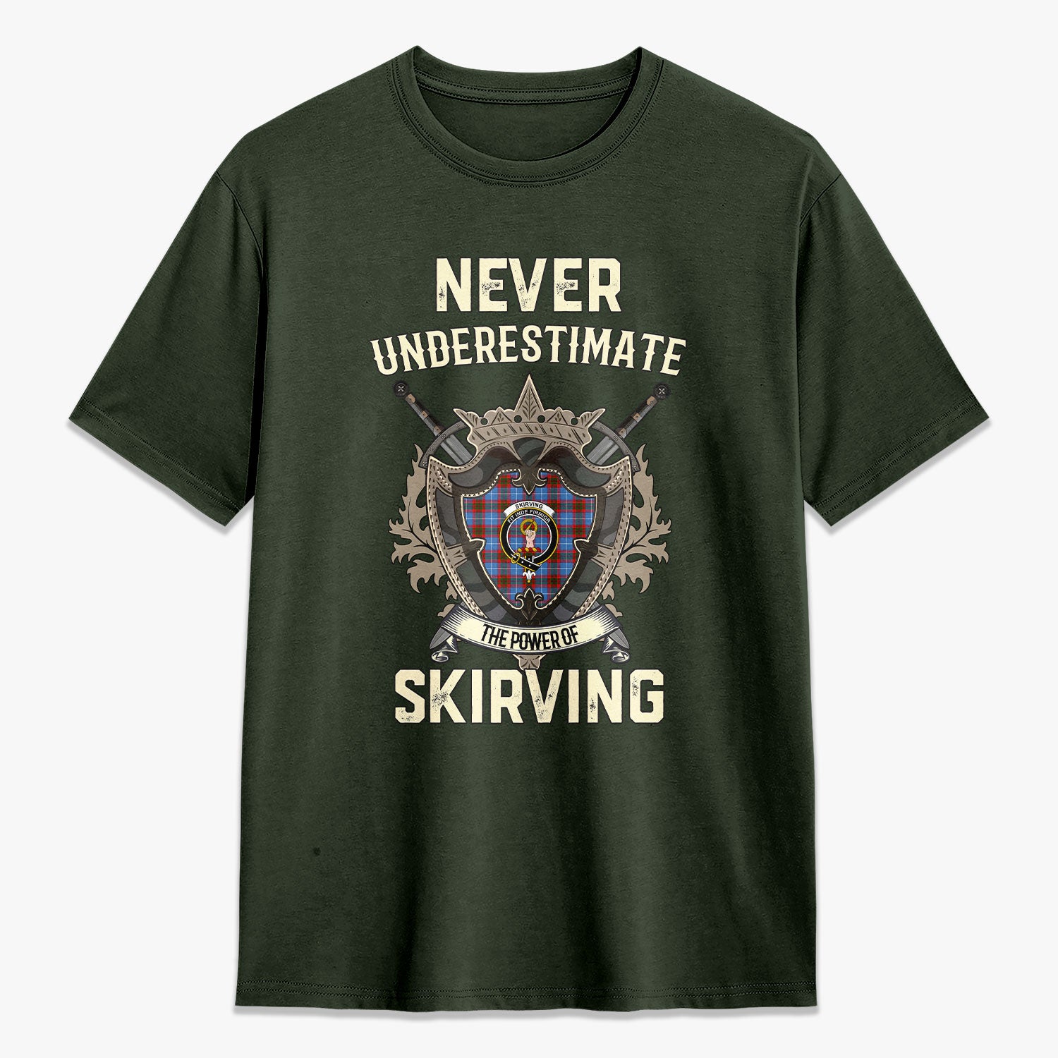 Skirving Tartan Crest 2D T-shirt - Never Underestimate Style