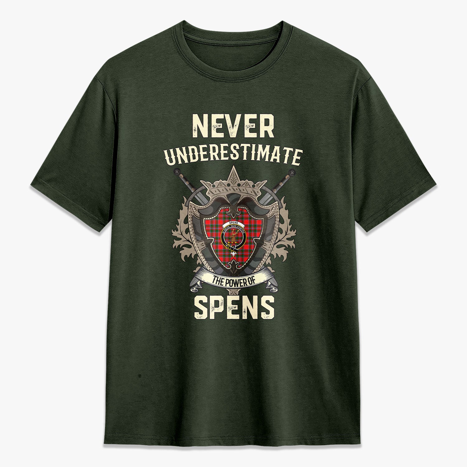 Spens (or Spence) Tartan Crest 2D T-shirt - Never Underestimate Style