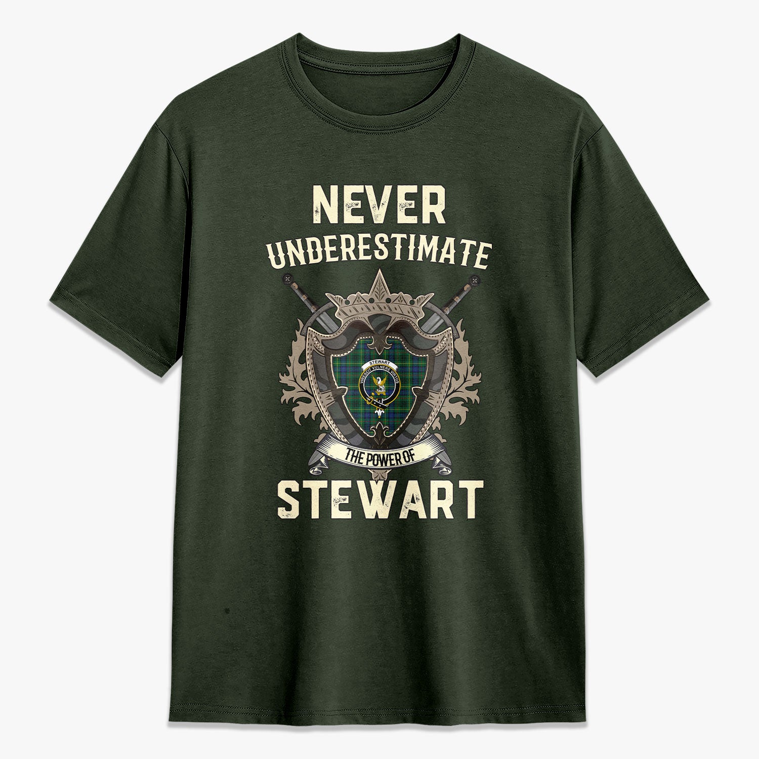 Stewart Hunting Modern Tartan Crest 2D T-shirt - Never Underestimate Style