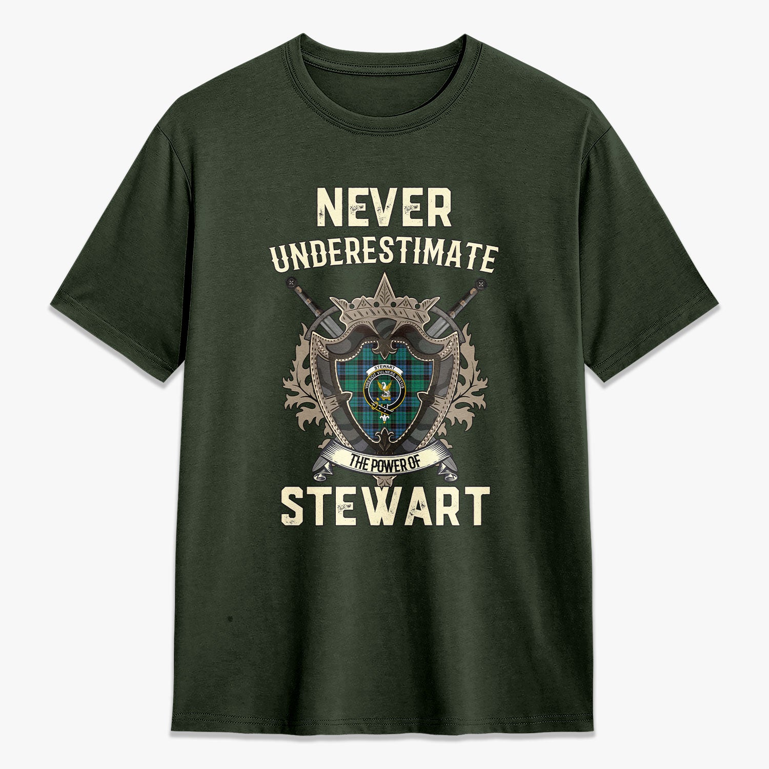 Stewart Old Ancient Tartan Crest 2D T-shirt - Never Underestimate Style