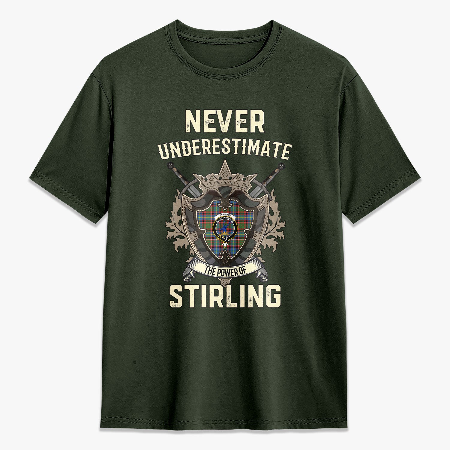 Stirling (of Cadder-Present Chief) Tartan Crest 2D T-shirt - Never Underestimate Style
