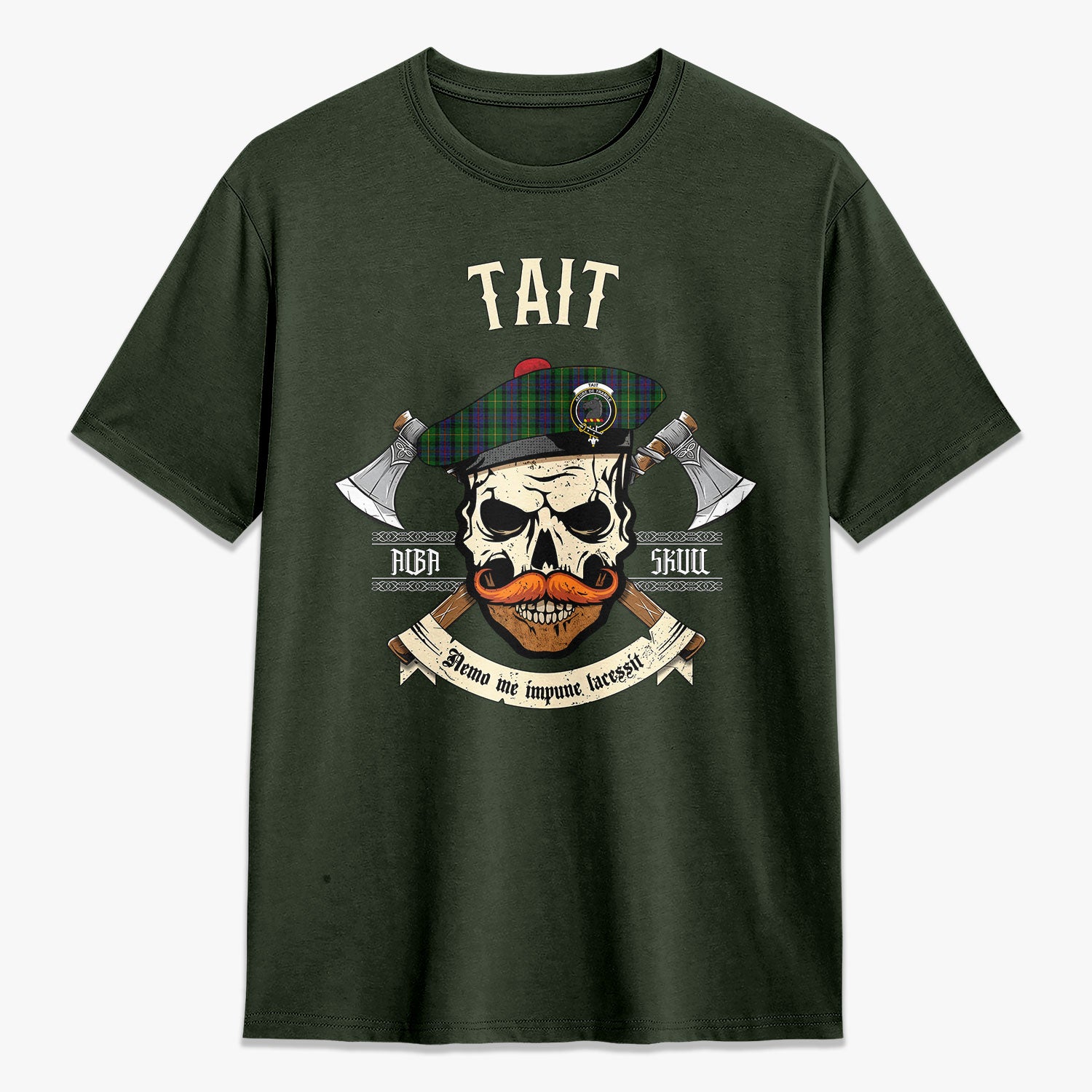 Tait Tartan Crest 2D T-shirt - Alba Skull Style