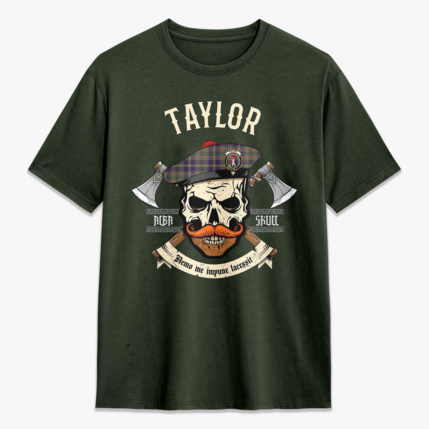 Taylor Weathered Tartan Crest 2D T-shirt - Alba Skull Style