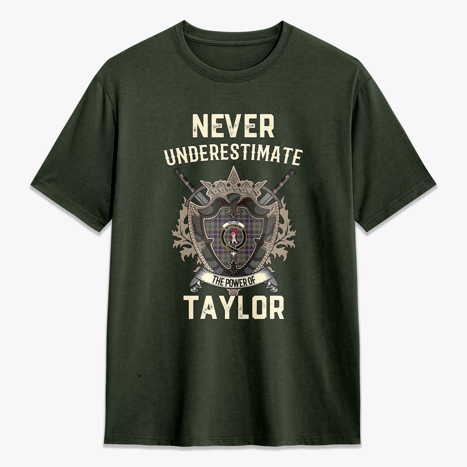 Taylor Weathered Tartan Crest 2D T-shirt - Never Underestimate Style