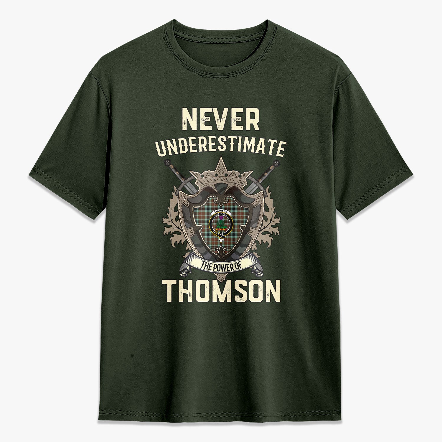 Thomson Hunting Modern Tartan Crest 2D T-shirt - Never Underestimate Style