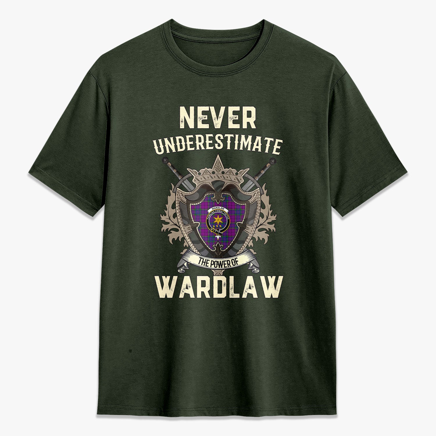Wardlaw Modern Tartan Crest 2D T-shirt - Never Underestimate Style