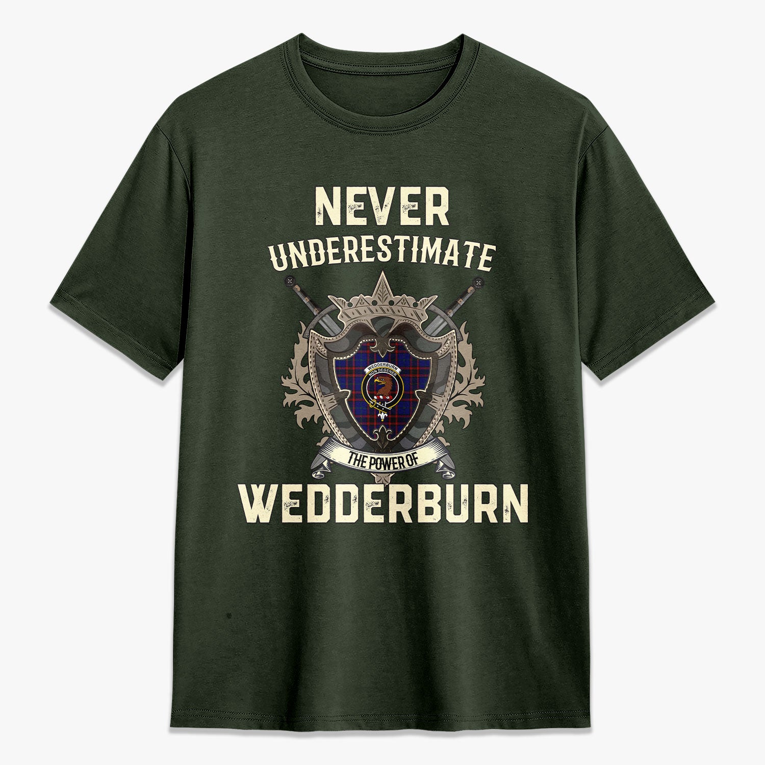 Wedderburn Tartan Crest 2D T-shirt - Never Underestimate Style