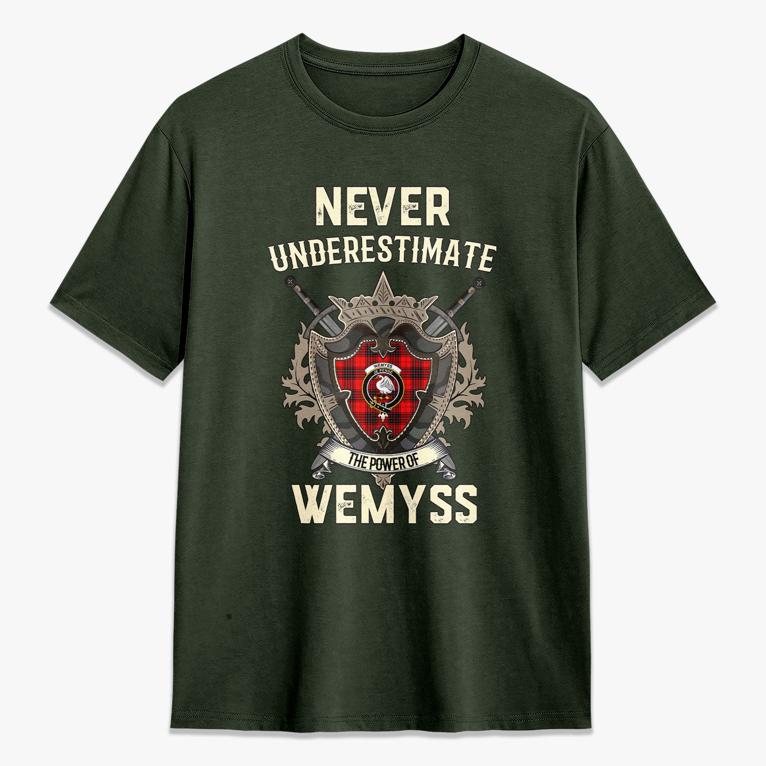 Wemyss Modern Tartan Crest 2D T-shirt - Never Underestimate Style