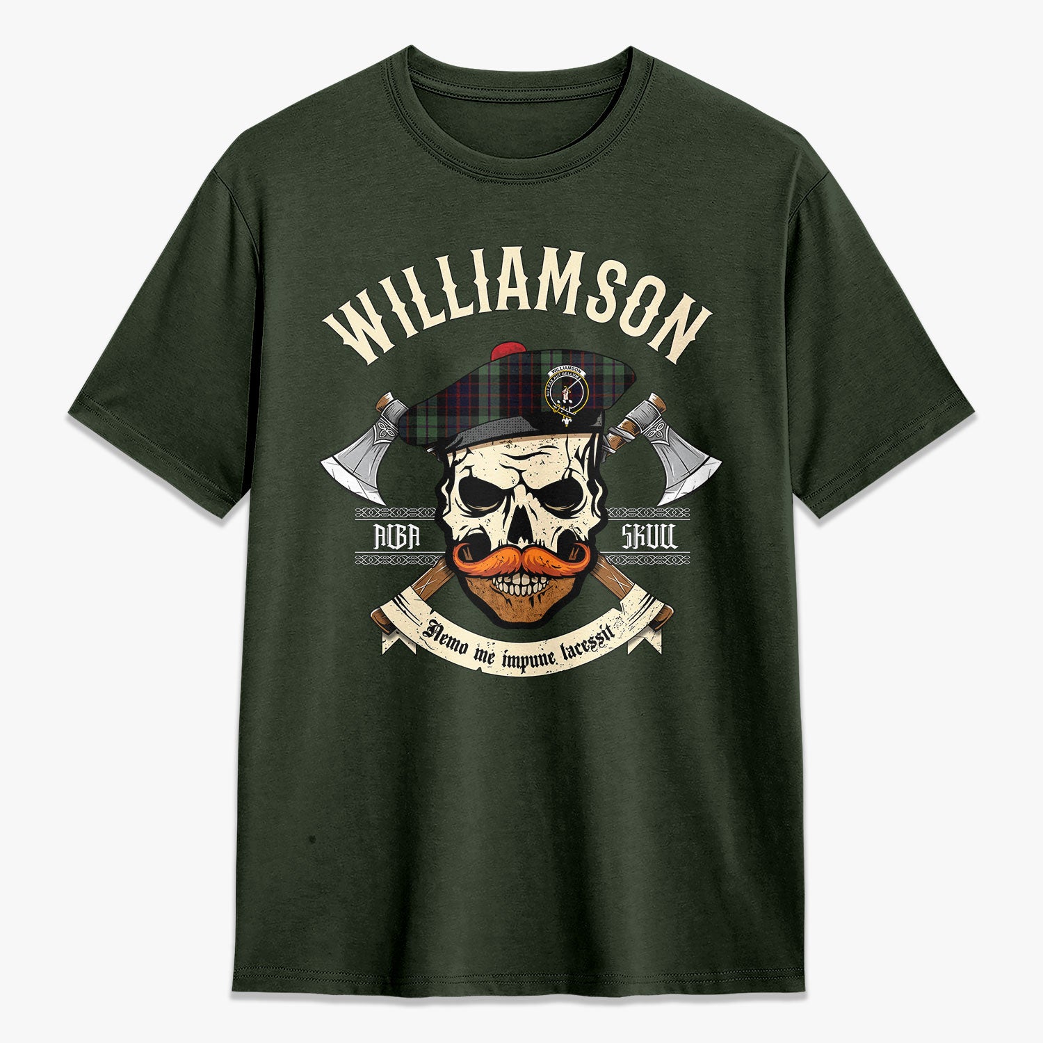 Williamson Tartan Crest 2D T-shirt - Alba Skull Style