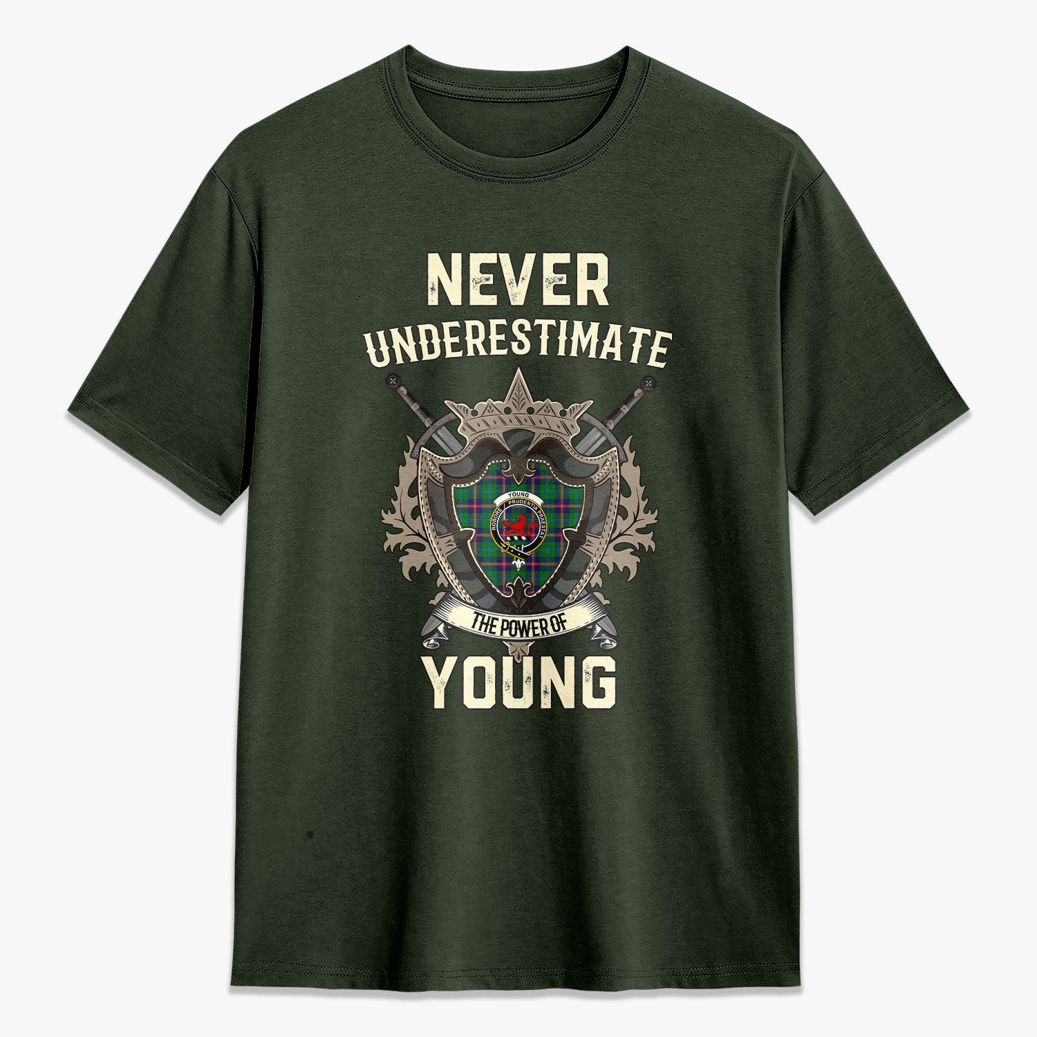 Young Modern Tartan Crest 2D T-shirt - Never Underestimate Style
