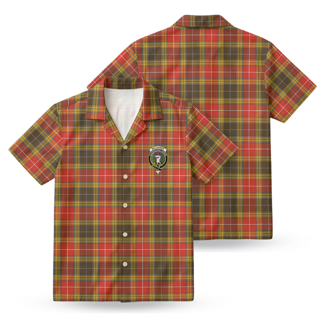 Buchanan Old Set Weathered Tartan Crest Hawaiian Shirt