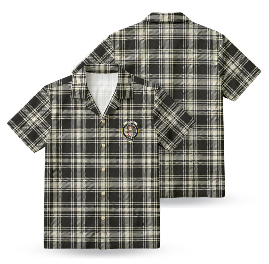 Menzies Black - White Ancient Tartan Crest Hawaiian Shirt